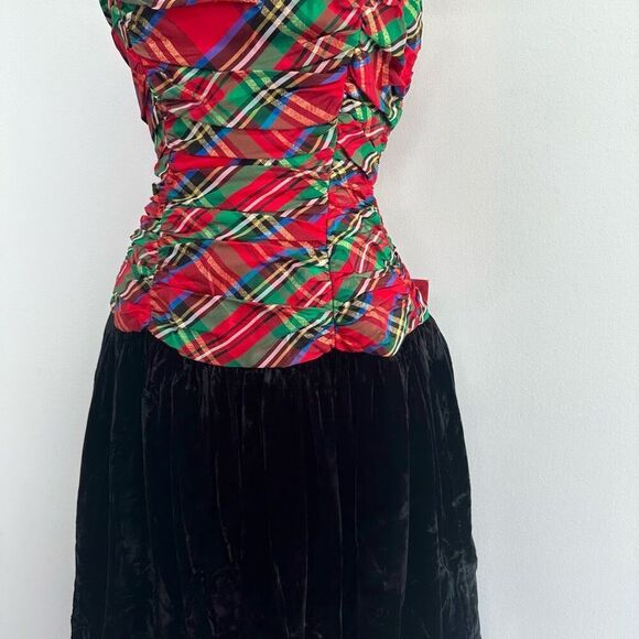 Rimini Saks 5th Avenue 80s Women’s Tartan Plaid Holiday Party Cocktail Dress - Picture 14 of 16